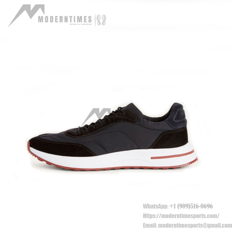 Loro Piana Week End Walk Sneaker FAP9780-8000 Black Leather Sneakers Loro Piana Week End Walk Sneaker FAP9780-8000 Black Leather Sneakers Front View