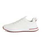 Loro Piana FAM1718-1000 weiße Ledersneaker Loro Piana FAM1718-1000 weiße Sneaker Vorderansicht mit roten Details