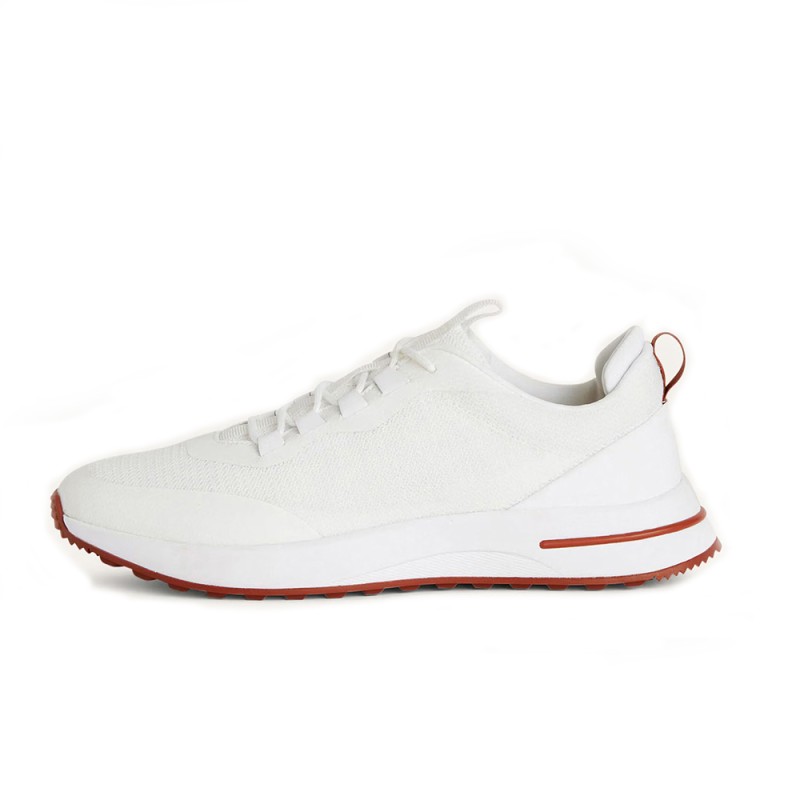 Loro Piana FAM1718-1000 weiße Ledersneaker Loro Piana FAM1718-1000 weiße Sneaker Vorderansicht mit roten Details
