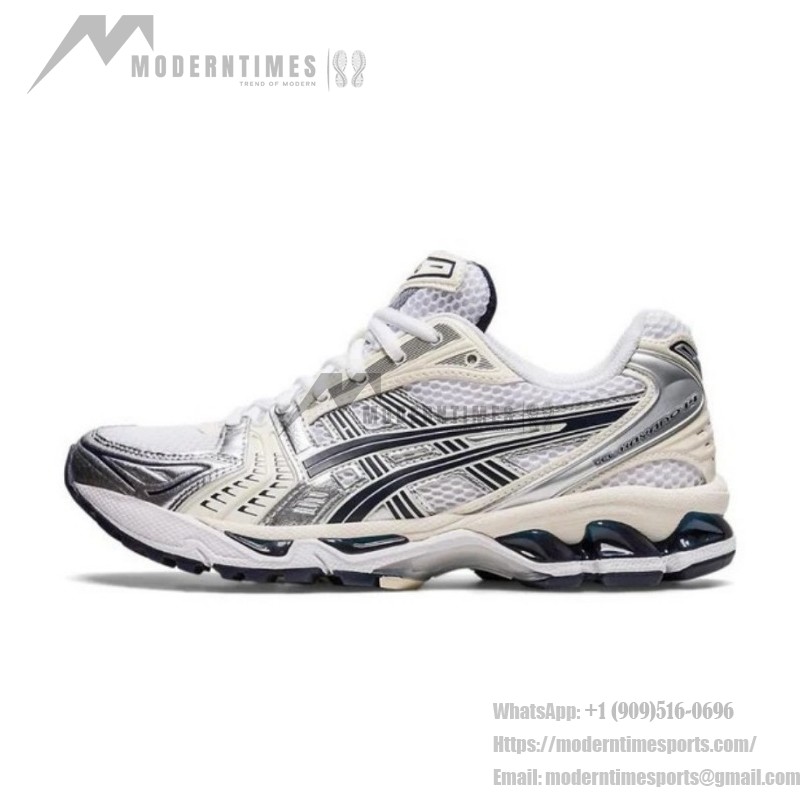 ASICS ゲルカヤノ 14 ホワイト シルバー – メンズ レトロランニングスニーカー ASICS ゲルカヤノ 14 ホワイト シルバー スニーカー(ゲルクッション搭載)