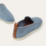 Loro Piana Venice Walk Loafer Men’s Shoes Brisk Blue Suede Slip-On