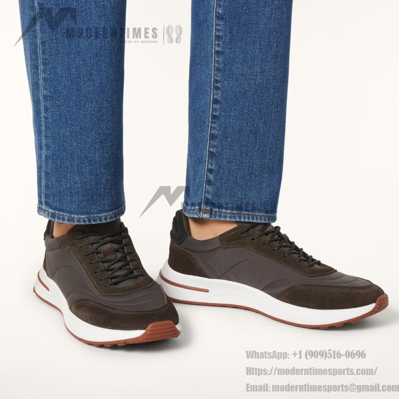Loro Piana Week End Walk Sneker FAP9780-H0VL Brown Leather Sneakers Loro Piana Week End Walk Sneker FAP9780-H0VL Brown Leather Sneakers Front View