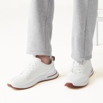 Loro Piana FAM1718-1000 weiße Ledersneaker Loro Piana FAM1718-1000 weiße Sneaker Vorderansicht mit roten Details