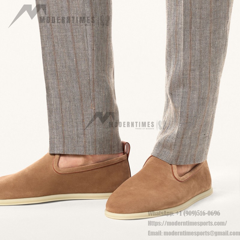 Loro Piana Venice Walk Loafer Men’s Shoes in Dark Birch Suede – Luxury Slip-On FAN1318-H15D