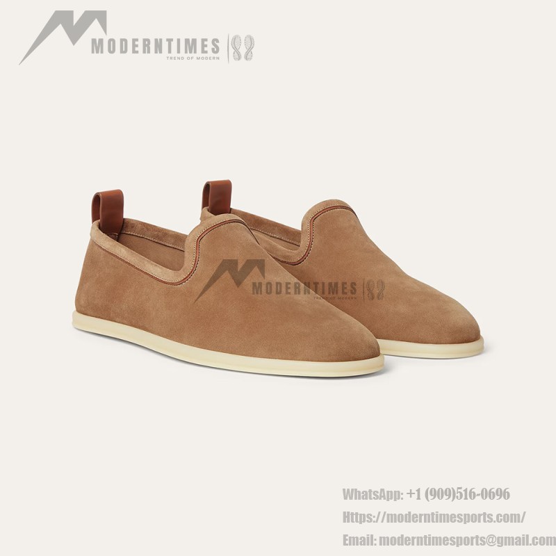 Loro Piana Venice Walk Loafer Men’s Shoes in Dark Birch Suede – Luxury Slip-On FAN1318-H15D