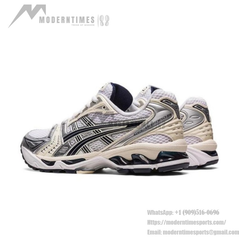 ASICS ゲルカヤノ 14 ホワイト シルバー – メンズ レトロランニングスニーカー ASICS ゲルカヤノ 14 ホワイト シルバー スニーカー(ゲルクッション搭載)