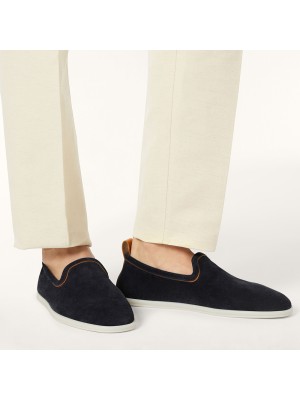 Loro Piana Venice Walk ローファー メンズシューズ Black Figs – 高級スエード スリッポン FAN1318-W1CQ