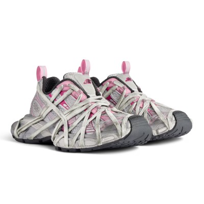 Balenciaga Runner Sneakers 778697W3XLL9115 – Pink Silver Futuristic Chunky Mesh Shoes for Men & Women