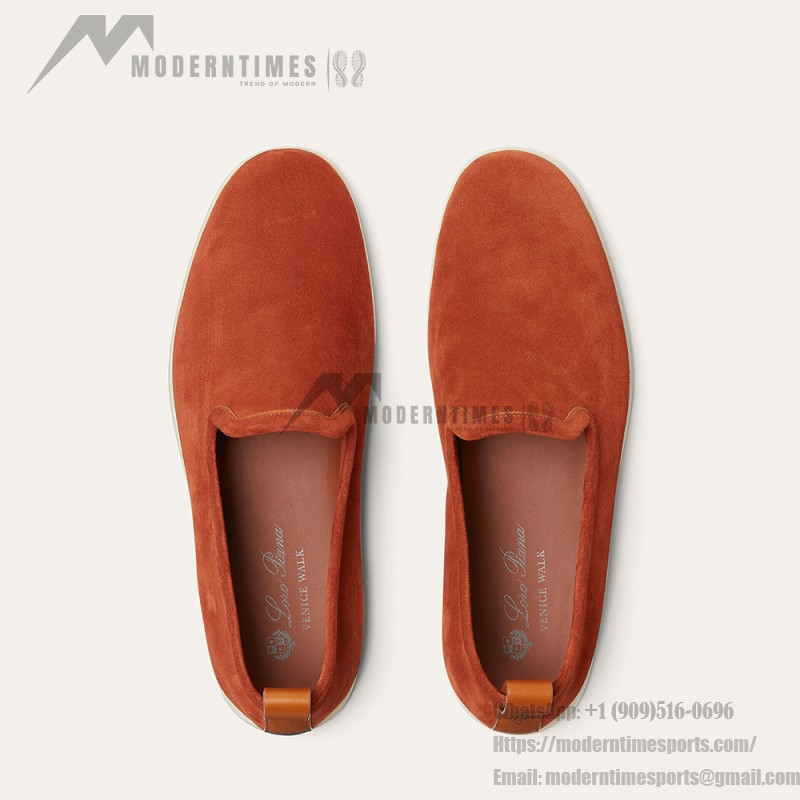 Loro Piana Venice Walk Loafer Men’s Shoes Dark Brick Suede Slip-On
