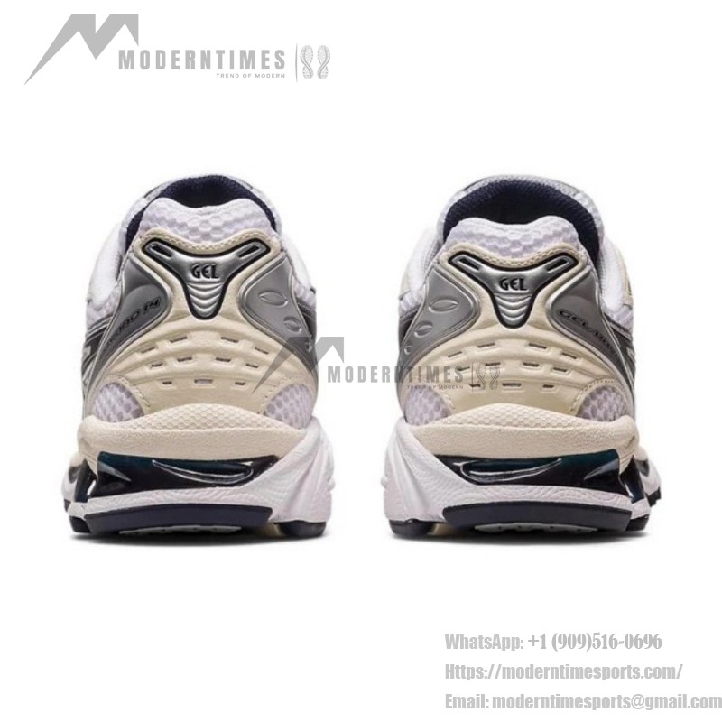 ASICS ゲルカヤノ 14 ホワイト シルバー – メンズ レトロランニングスニーカー ASICS ゲルカヤノ 14 ホワイト シルバー スニーカー(ゲルクッション搭載)