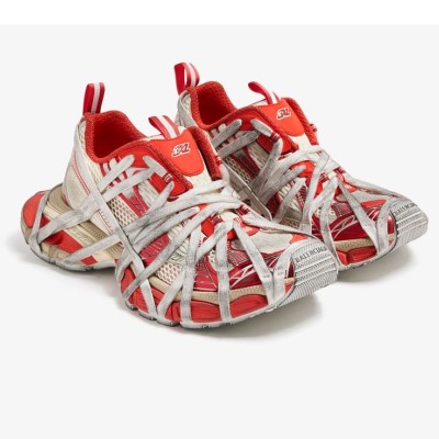 Balenciaga Runner Sneakers 778697w3xll7597 – Red White Chunky Futuristic Mesh Shoes for Men & Women