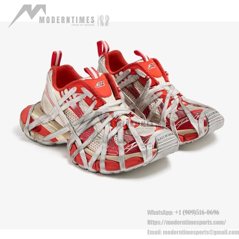 Balenciaga Runner Red White Mesh Sneakers – Model 778697W3XLL7597 Balenciaga Runner Sneakers Red White 778697W3XLL7597 – Futuristic Chunky Unisex Shoes