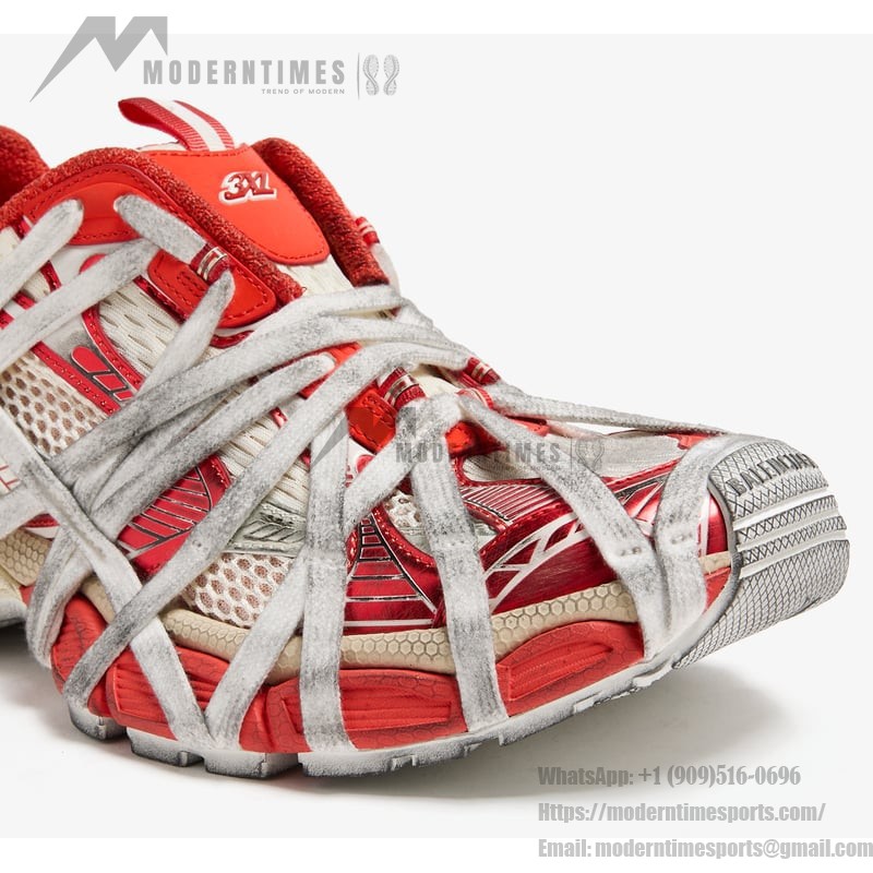 Balenciaga Runner Red White Mesh Sneakers – Model 778697W3XLL7597 Balenciaga Runner Sneakers Red White 778697W3XLL7597 – Futuristic Chunky Unisex Shoes