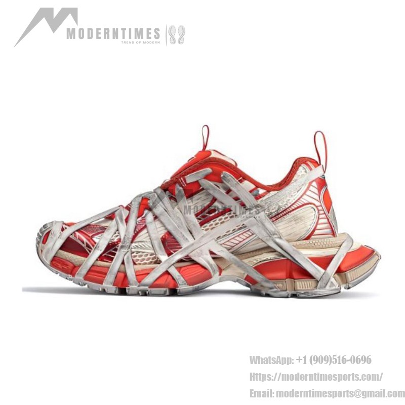 Balenciaga Runner Red White Mesh Sneakers – Model 778697W3XLL7597 Balenciaga Runner Sneakers Red White 778697W3XLL7597 – Futuristic Chunky Unisex Shoes