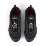 Nike Air Max 97 "Satan Shoes" - Unique Black Sneakers with Red Accents Nike Air Max 97 "Satan Shoes" - Black Sneakers with Red Accents and Luke 10:18 Reference