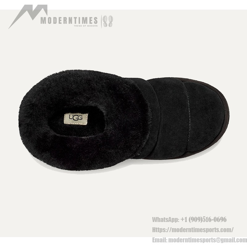 UGG レディースプラットフォームスリッパ 1146390 - 冬のブラックシープスキンスリッパ UGG レディースプラットフォームスリッパ 1146390 ブラックのシープスキン裏地付き