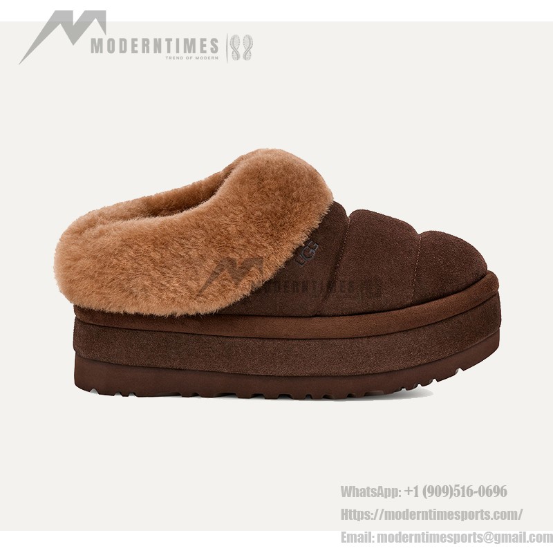 UGG Women's Platform Slipper 1146390 in Dark Brown with Sheepskin Lining