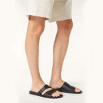 Loro Piana Pilat Plain Walk Sandal FAP1185-8000 Black Footwear Loro Piana Pilat Plain Walk Sandal FAP1185-8000 Black Men's Comfort Sandals Front View
