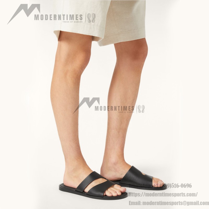Loro Piana Pilat Plain Walk Sandal FAP1185-8000 Black Footwear Loro Piana Pilat Plain Walk Sandal FAP1185-8000 Black Men's Comfort Sandals Front View