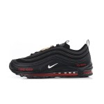 Nike Air Max 97 "Satan Shoes" - Unique Black Sneakers with Red Accents Nike Air Max 97 "Satan Shoes" - Black Sneakers with Red Accents and Luke 10:18 Reference