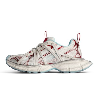 Balenciaga Runner Sneakers White Red Blue 825601W3XCH1614 – Deconstructed Mesh Chunky Sole Streetwear Shoes