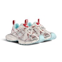 Balenciaga Runner Sneakers White Red Blue 825601W3XCH1614 – Deconstructed Mesh Chunky Sole Streetwear Shoes
