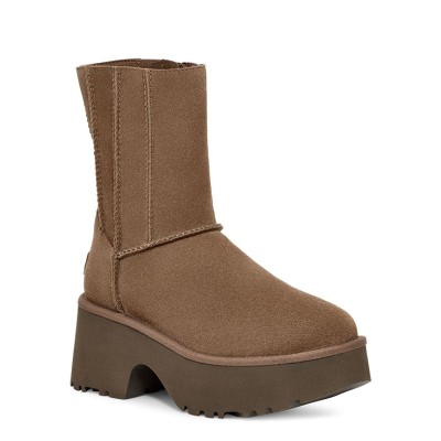 UGG レディース クラシック ツインシーム ニュー ハイツ プラットフォーム ブーツ チェスナット 1158313 - トレンドのスエード プラットフォーム ソール付き冬用ブーツ