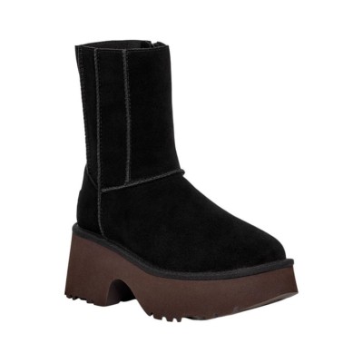 UGG 1158313 W Classic Twin Seam New Heights ブラックスエード プラットフォームブーツ - トレンディで快適な冬用シューズ