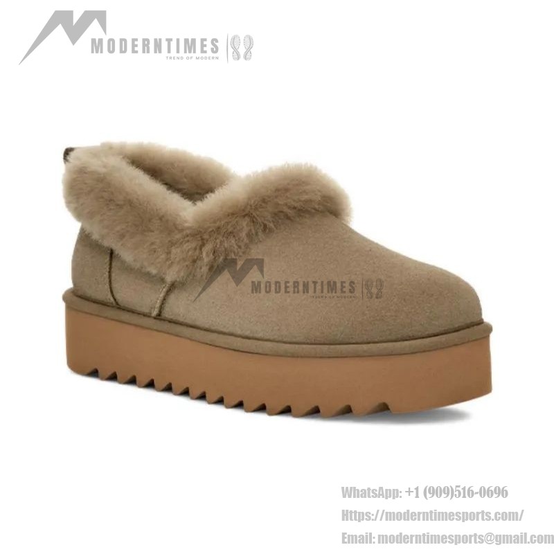 UGG レディース プラットフォームモカシン 1166733 - 冬用ベージュシープスキン折り返しカラー付きモカシン UGG レディース プラットフォームモカシン 1166733 ベージュシープスキン折り返しカラー付き