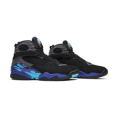 Air Jordan 8 Retro "Aqua" 305381-025 - Classic Black and Aqua High-Top Basketball Sneakers