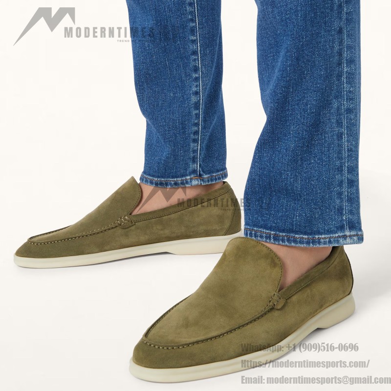 Loro Piana Summer Walk Loafer FAE8124-519Z Murano Green Footwear Loro Piana Summer Walk Loafer FAE8124-519Z Murano Green Unisex Comfort Shoes Front View