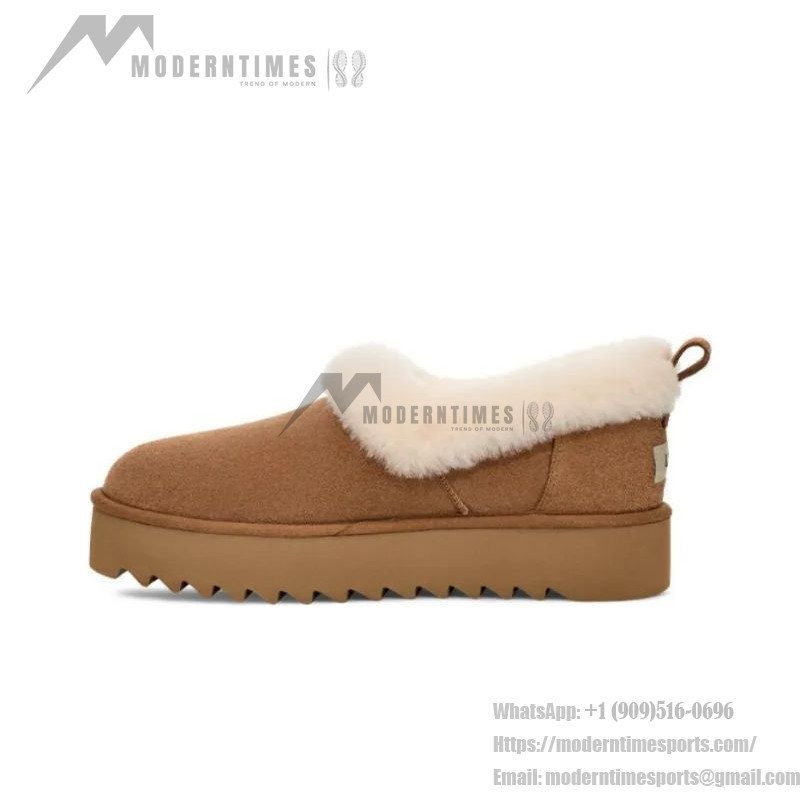 UGG レディース プラットフォームモカシン 1166733 - 冬用チェスナットシープスキン折り返しカラー付きモカシン UGG レディース プラットフォームモカシン 1166733 チェスナットシープスキン折り返しカラー付き