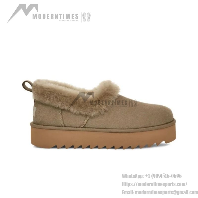 UGG レディース プラットフォームモカシン 1166733 - 冬用ベージュシープスキン折り返しカラー付きモカシン UGG レディース プラットフォームモカシン 1166733 ベージュシープスキン折り返しカラー付き