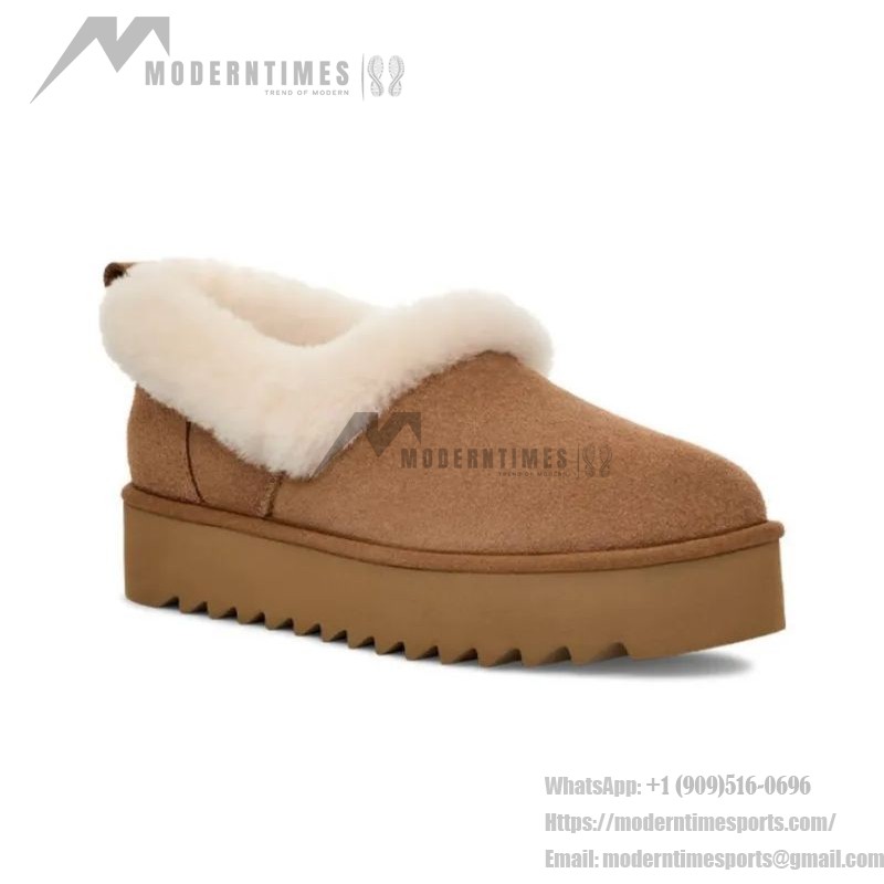 UGG レディース プラットフォームモカシン 1166733 - 冬用チェスナットシープスキン折り返しカラー付きモカシン UGG レディース プラットフォームモカシン 1166733 チェスナットシープスキン折り返しカラー付き