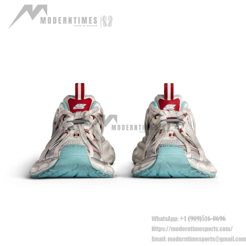 Balenciaga Runner White Red Mesh Leather Sneakers 825601W3XCH1614 Balenciaga Runner Sneakers White Red Side View