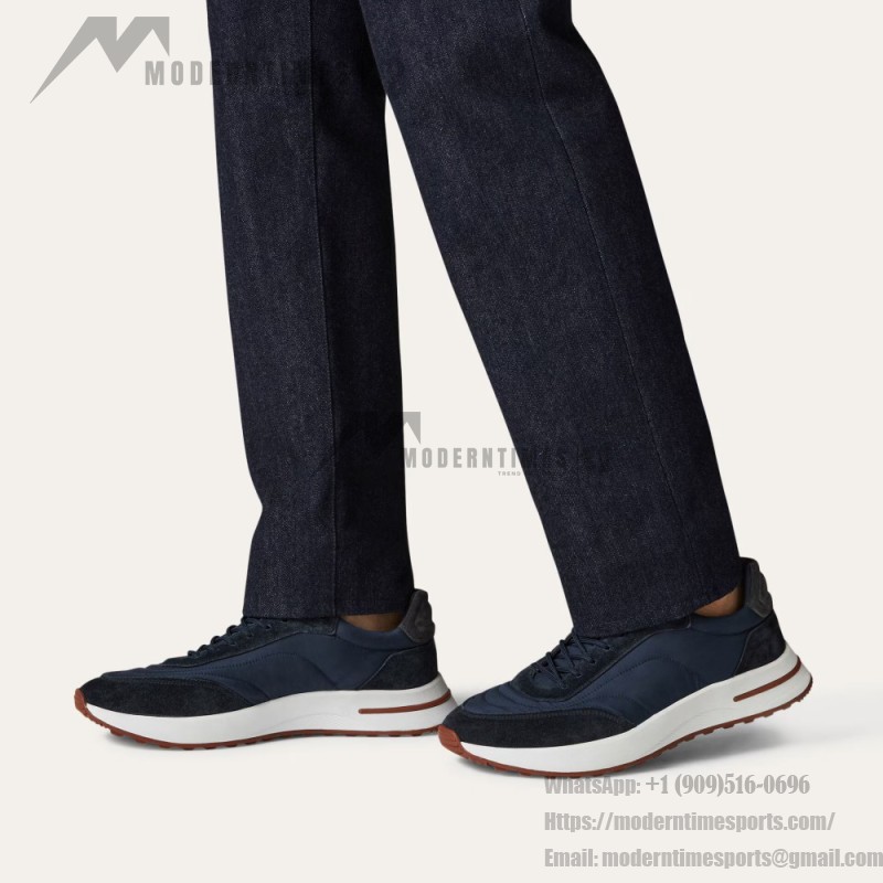 Loro Piana Week End Walk Sneaker FAP9780-W000 Navy Blue Suede Sneakers Loro Piana Week End Walk Sneaker FAP9780-W000 Navy Blue Suede Sneakers Front View