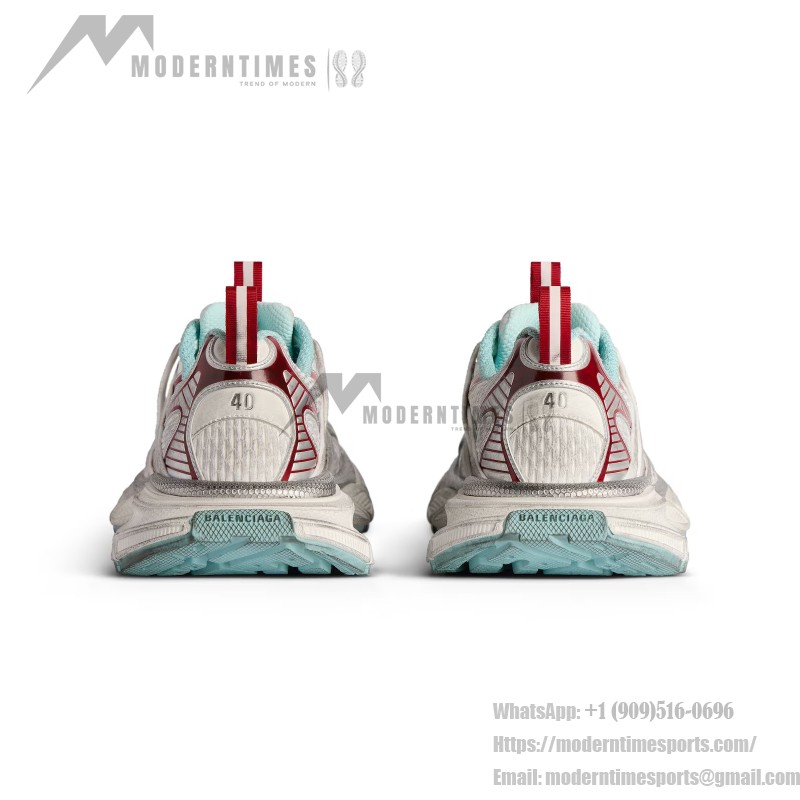 Balenciaga Runner White Red Mesh Leather Sneakers 825601W3XCH1614 Balenciaga Runner Sneakers White Red Side View