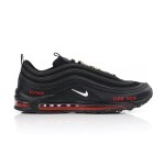 Nike Air Max 97 "Satan Shoes" - Unique Black Sneakers with Red Accents Nike Air Max 97 "Satan Shoes" - Black Sneakers with Red Accents and Luke 10:18 Reference