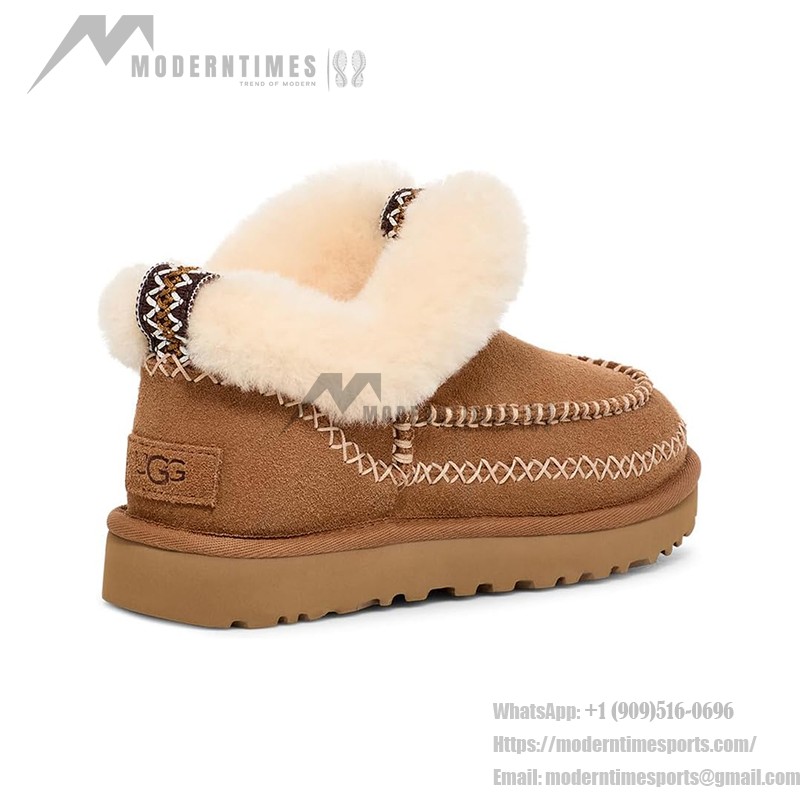 UGG レディース モカシンブーツ 1158224 - 冬用チェスナットシープスキン折り返しカラー付きブーツ UGG レディース モカシンブーツ 1158224 チェスナットシープスキン折り返しカラー付き