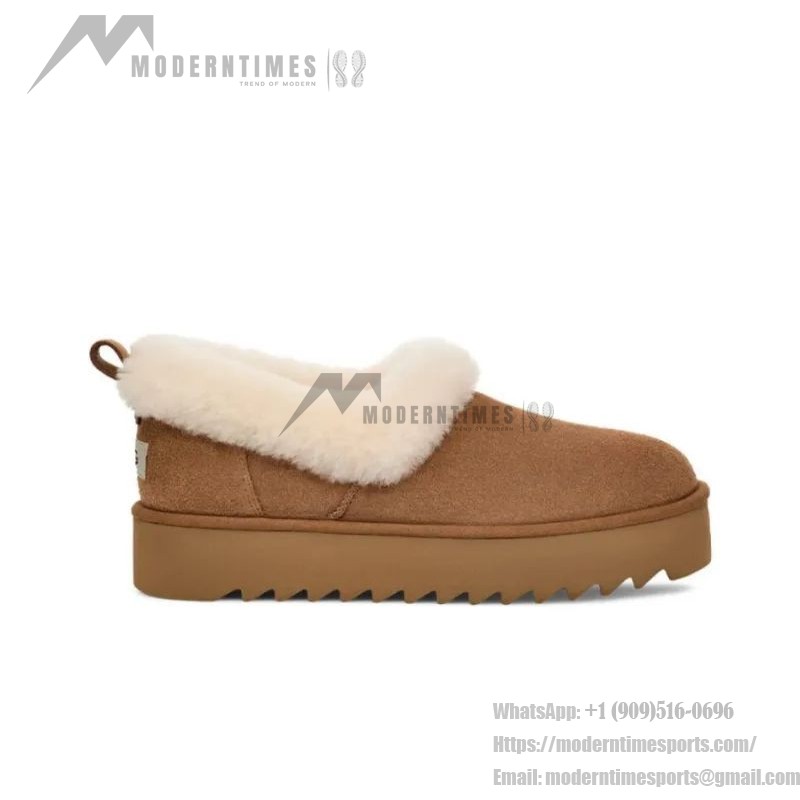 UGG レディース プラットフォームモカシン 1166733 - 冬用チェスナットシープスキン折り返しカラー付きモカシン UGG レディース プラットフォームモカシン 1166733 チェスナットシープスキン折り返しカラー付き