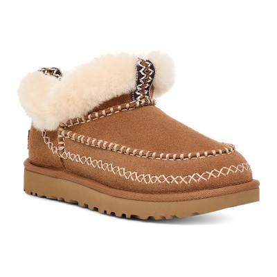 UGG レディース モカシンブーツ 1158224 - 冬の暖かさを提供するチェスナットシープスキンの折り返しカラー