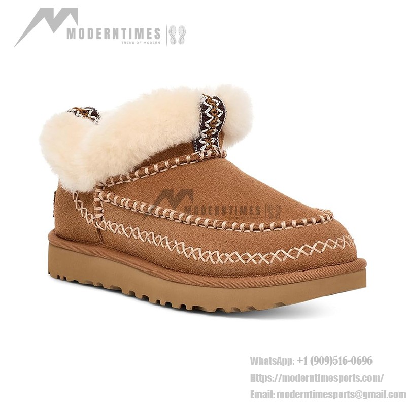 UGG レディース モカシンブーツ 1158224 - 冬用チェスナットシープスキン折り返しカラー付きブーツ UGG レディース モカシンブーツ 1158224 チェスナットシープスキン折り返しカラー付き