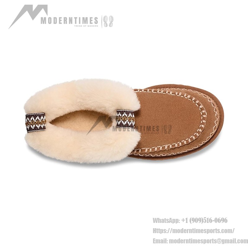 UGG レディース モカシンブーツ 1158224 - 冬用チェスナットシープスキン折り返しカラー付きブーツ UGG レディース モカシンブーツ 1158224 チェスナットシープスキン折り返しカラー付き