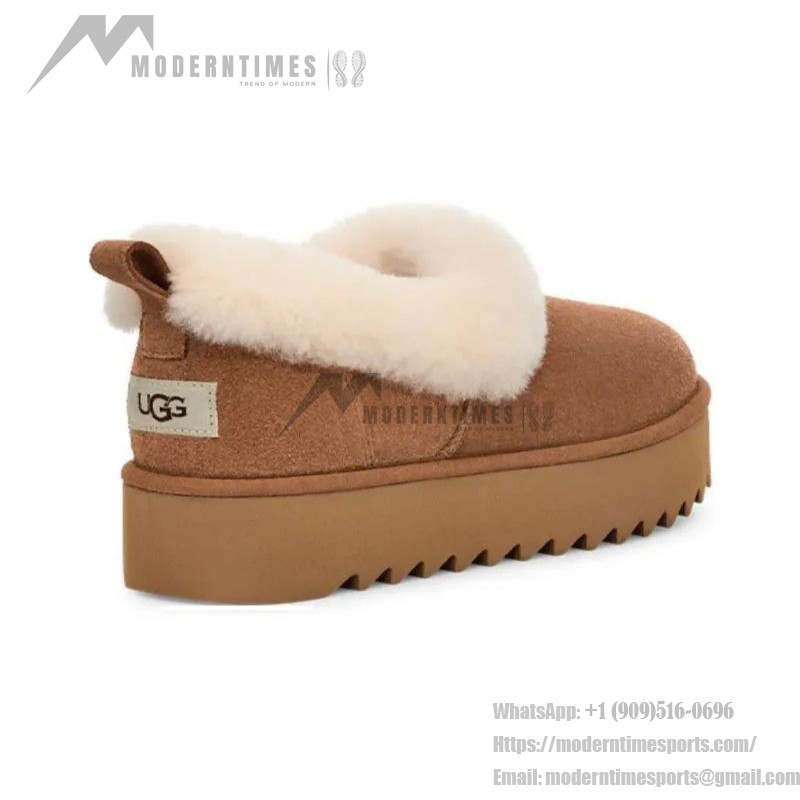 UGG レディース プラットフォームモカシン 1166733 - 冬用チェスナットシープスキン折り返しカラー付きモカシン UGG レディース プラットフォームモカシン 1166733 チェスナットシープスキン折り返しカラー付き