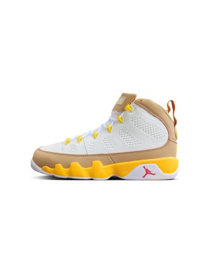 Air Jordan 9 Retro "White Yellow Brown" CT8019-165 - Classic White, Brown, and Yellow Basketball Sneakers