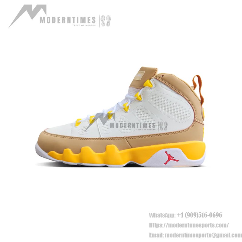 Air Jordan 9 Retro "White Yellow Brown" Classic Basketball Sneakers