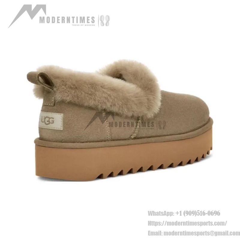 UGG レディース プラットフォームモカシン 1166733 - 冬用ベージュシープスキン折り返しカラー付きモカシン UGG レディース プラットフォームモカシン 1166733 ベージュシープスキン折り返しカラー付き