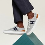 HERMES 그레이 레더 로우탑 스니커즈 유니섹스