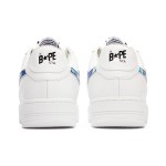 BAPE STA ホワイト&ブルーカモスタースニーカー 1I70-291-004-BLUE ブルーのABCカモスターロゴ付きBAPE STA ホワイトスニーカー