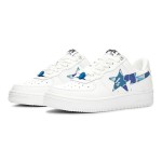 BAPE STA ホワイト&ブルーカモスタースニーカー 1I70-291-004-BLUE ブルーのABCカモスターロゴ付きBAPE STA ホワイトスニーカー